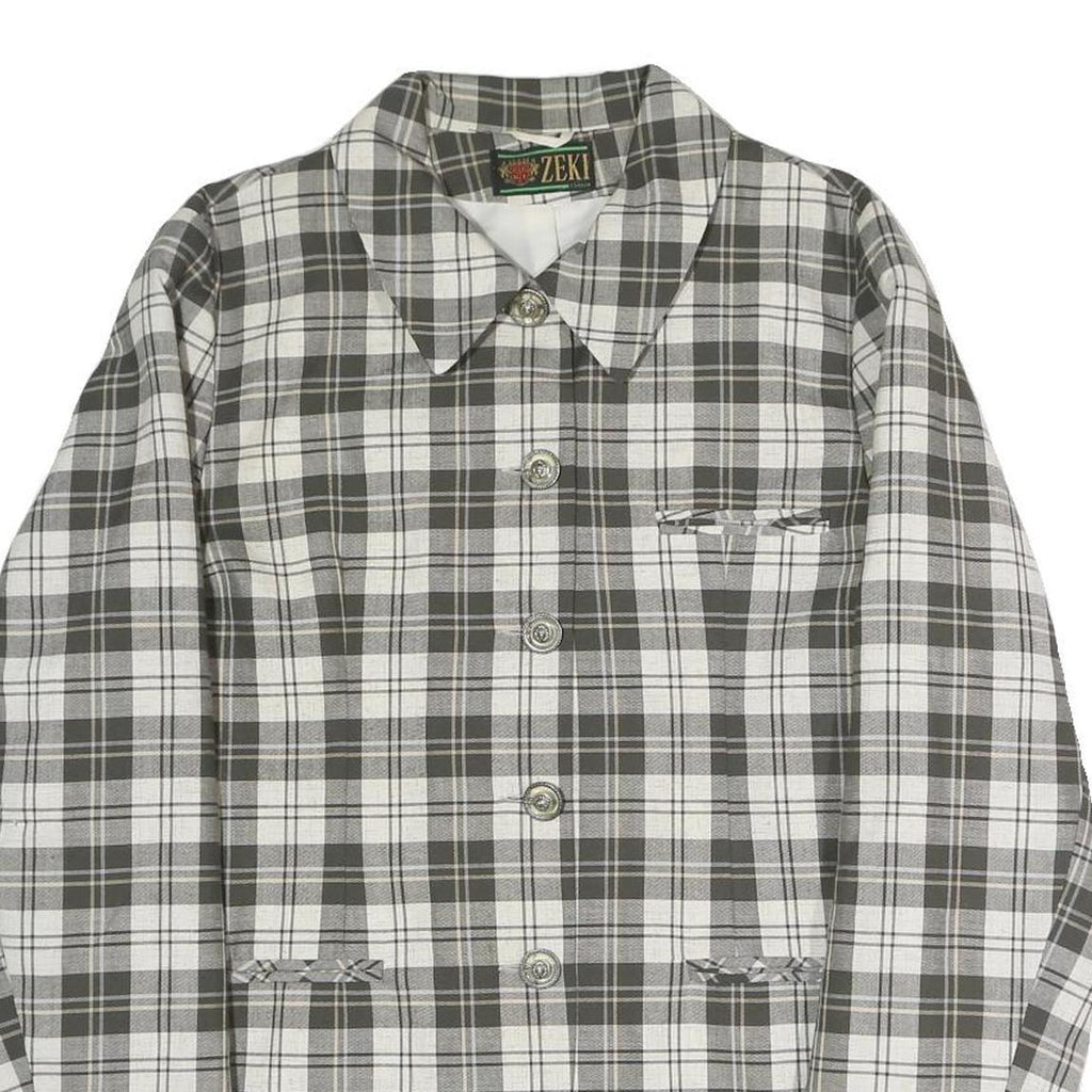 ZEKI Womens Black & White Check Coach Jacket XL Polyester Blend Woven Classic