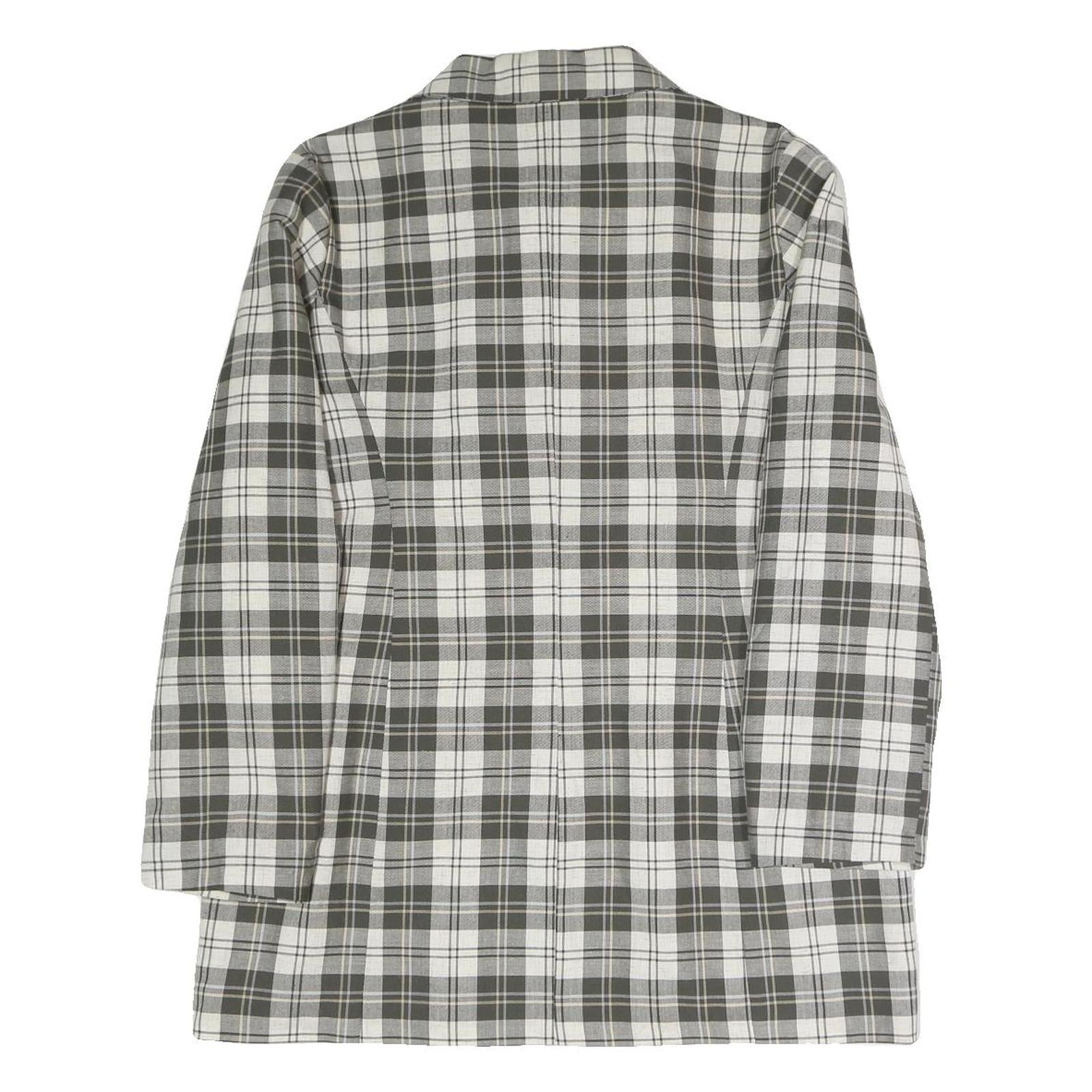 ZEKI Womens Black & White Check Coach Jacket XL Polyester Blend Woven Classic