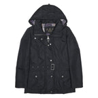BARBOUR Womens Black Zip Jacket UK 8 Polyamide Hooded Classic Casual Outerwear
