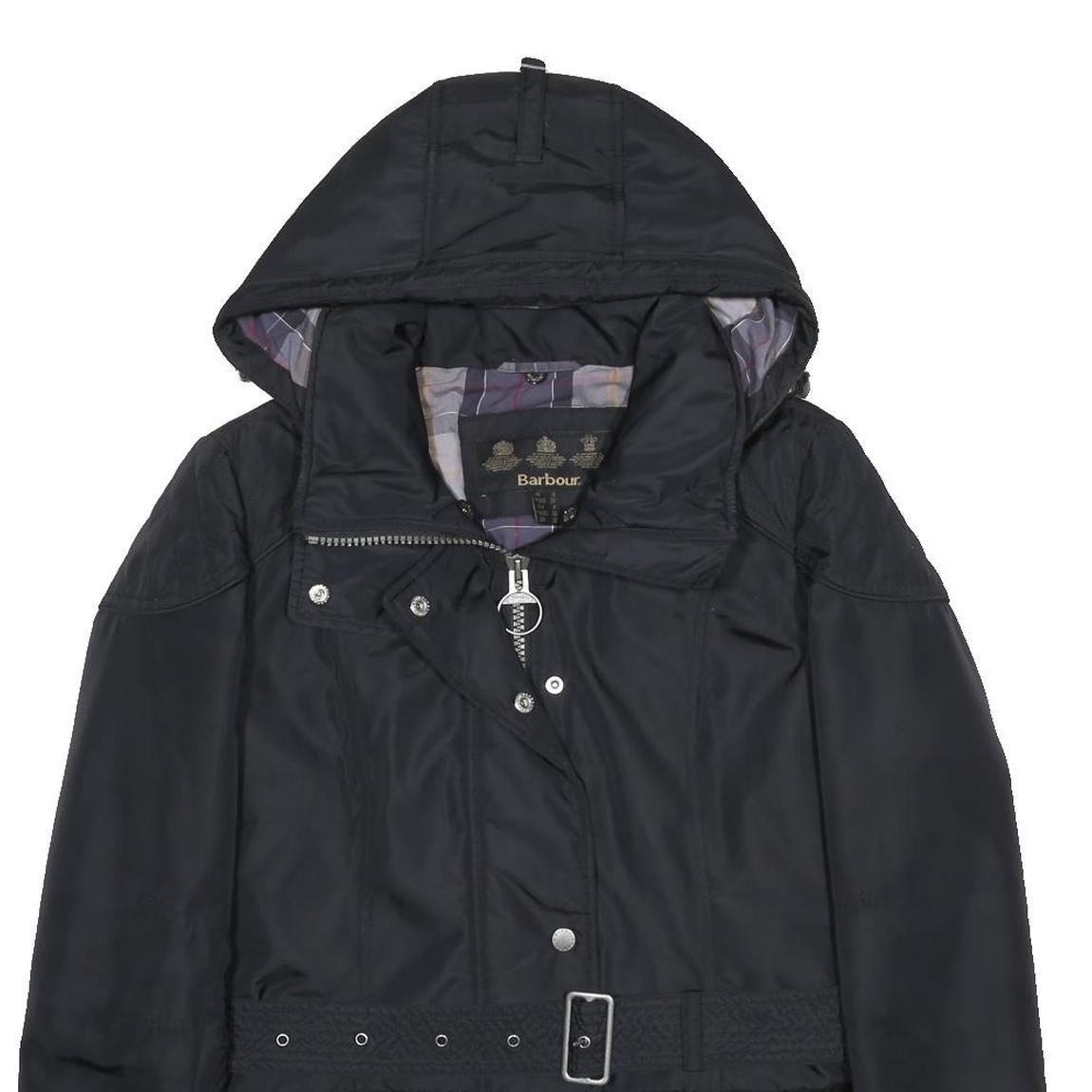 BARBOUR Womens Black Zip Jacket UK 8 Polyamide Hooded Classic Casual Outerwear