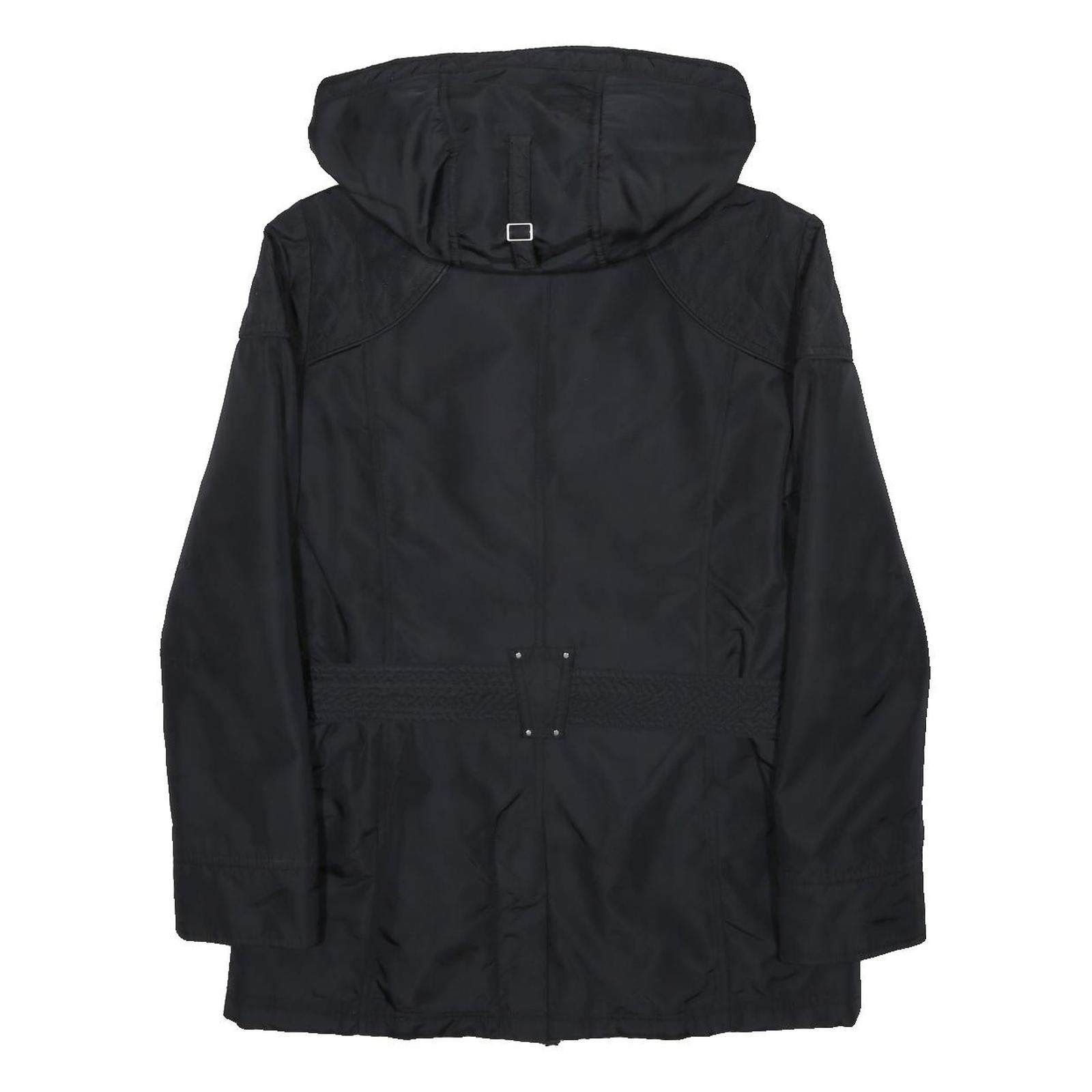 BARBOUR Womens Black Zip Jacket UK 8 Polyamide Hooded Classic Casual Outerwear