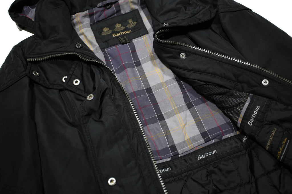 BARBOUR Womens Black Zip Jacket UK 8 Polyamide Hooded Classic Casual Outerwear