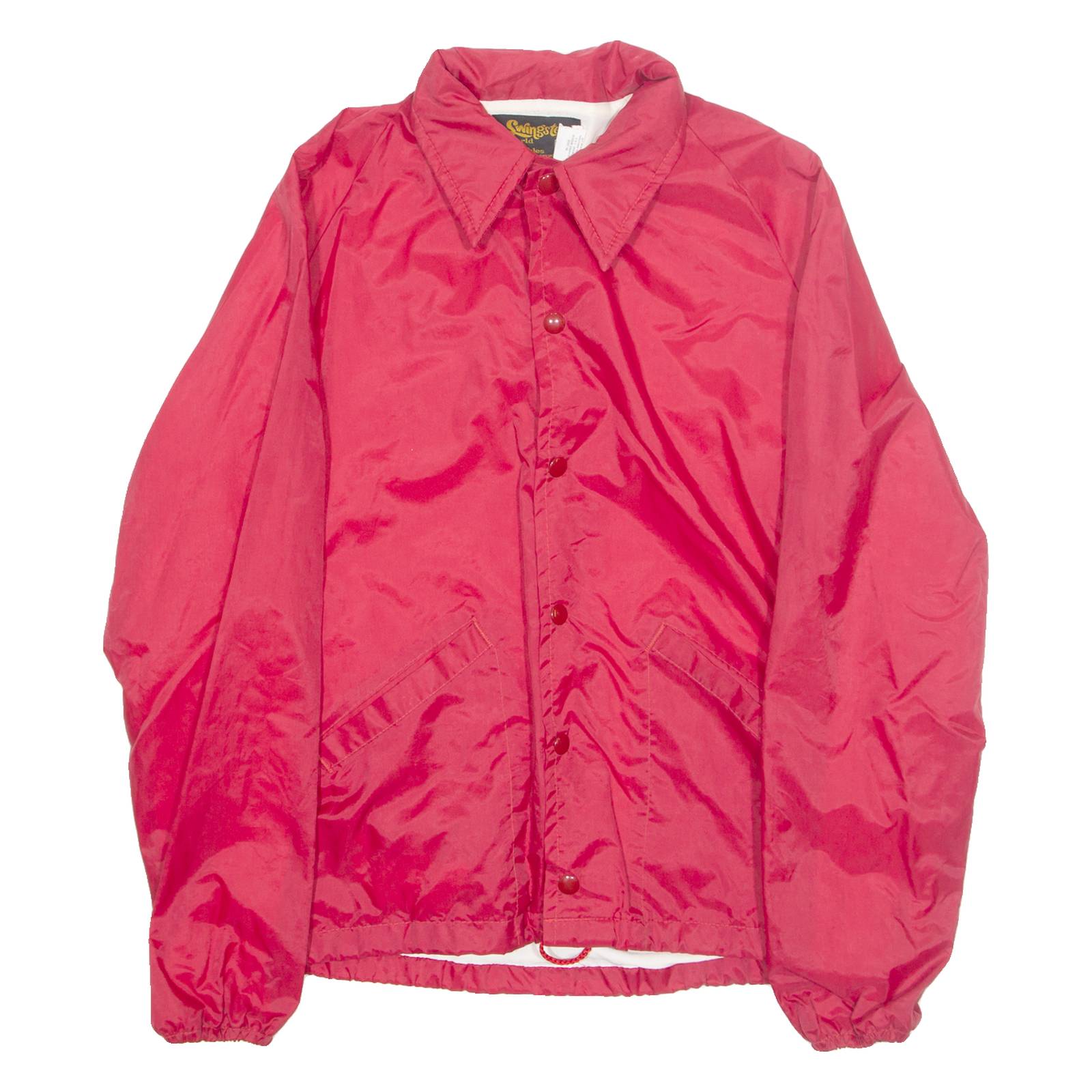 SWINGSTER Mens Coach Jacket Red Nylon 90s S