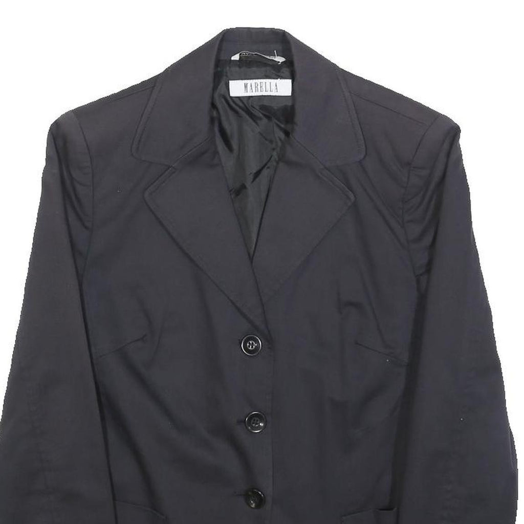 MARELLA Womens Black Jacket UK 12 Cotton Blend Button Classic Tailored Plain