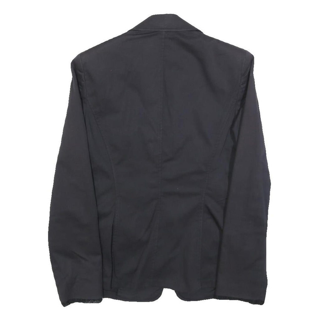 MARELLA Womens Black Jacket UK 12 Cotton Blend Button Classic Tailored Plain