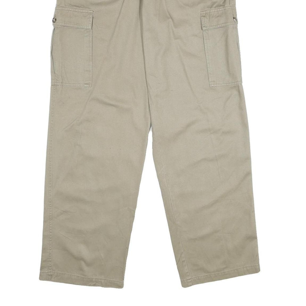 FIELDMASTER Mens Cotton Beige Regular Cargo Trousers W36 L34 Utility Zip Pockets