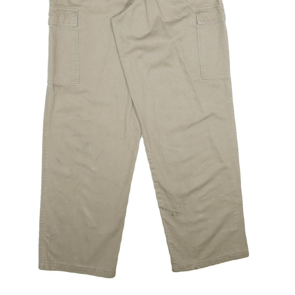 FIELDMASTER Mens Cotton Beige Regular Cargo Trousers W36 L34 Utility Zip Pockets