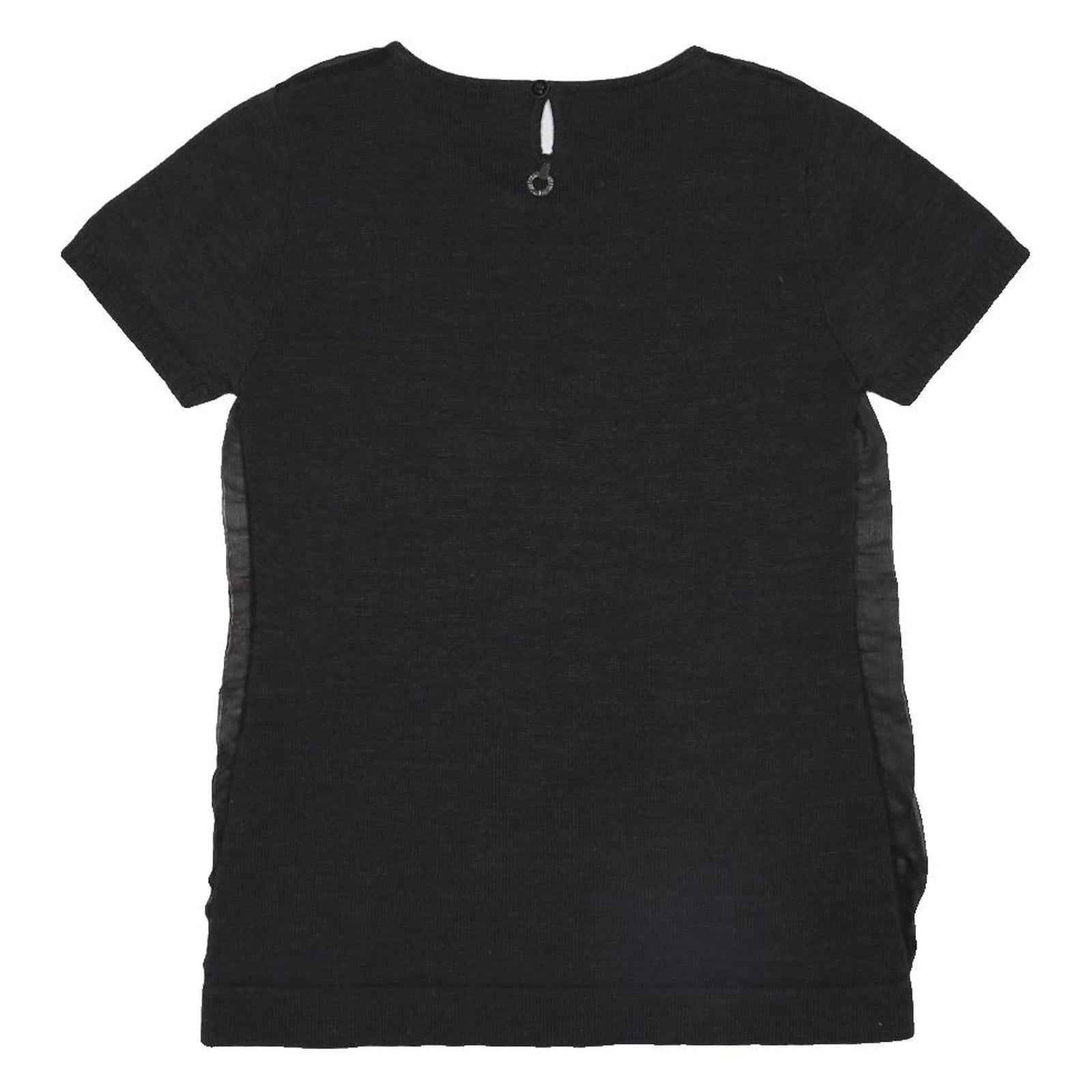 SAVE THE QUEEN Y2K Womens Black Printed Top Short Sleeve Round Neck L Artistic