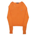 POLO RALPH LAUREN Womens Orange Plain Cotton Jumper Crew Neck Basic Knit L