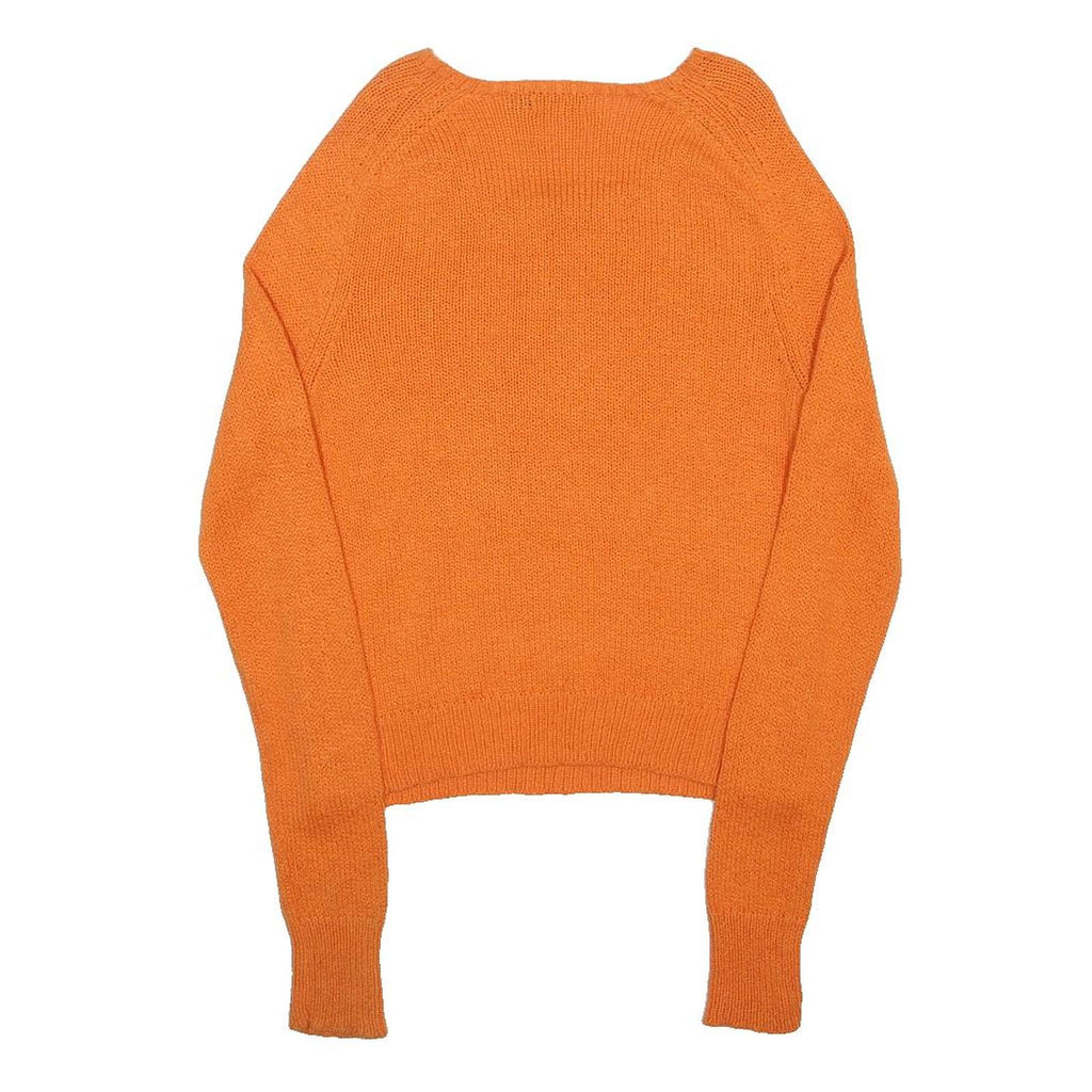 POLO RALPH LAUREN Womens Orange Plain Cotton Jumper Crew Neck Basic Knit L