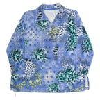 ULLA POPKEN Womens Day Dress Blue Velvet 90s Crazy Pattern Short L