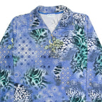 ULLA POPKEN Womens Day Dress Blue Velvet 90s Crazy Pattern Short L