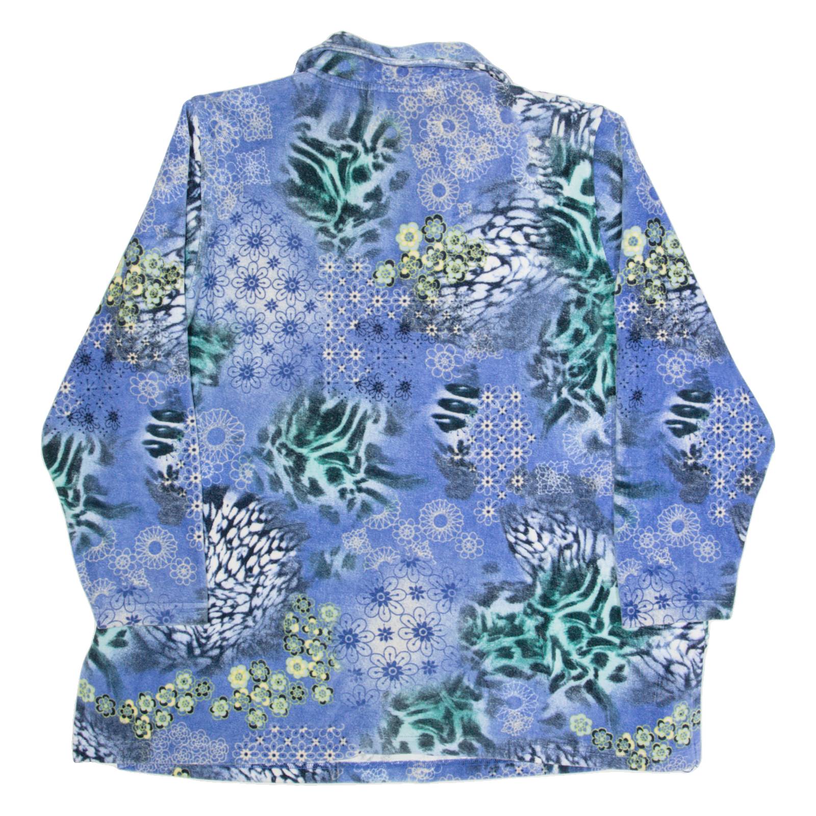 ULLA POPKEN Womens Day Dress Blue Velvet 90s Crazy Pattern Short L