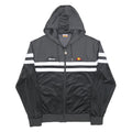 ELLESSE Womens Black & Grey Zip Up Hooded Polyester Blend Hoodie UK 14