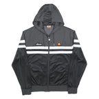 ELLESSE Womens Black & Grey Zip Up Hooded Polyester Blend Hoodie UK 14