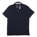 TED BAKER Mens Navy Blue Short Sleeve Cotton Blend Polo Shirt M Stylish Pocket