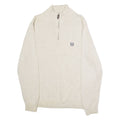 CHAPS Mens Jumper Beige 1/4 Zip Tight Knit M