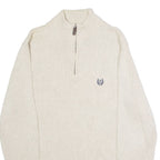 CHAPS Mens Jumper Beige 1/4 Zip Tight Knit M