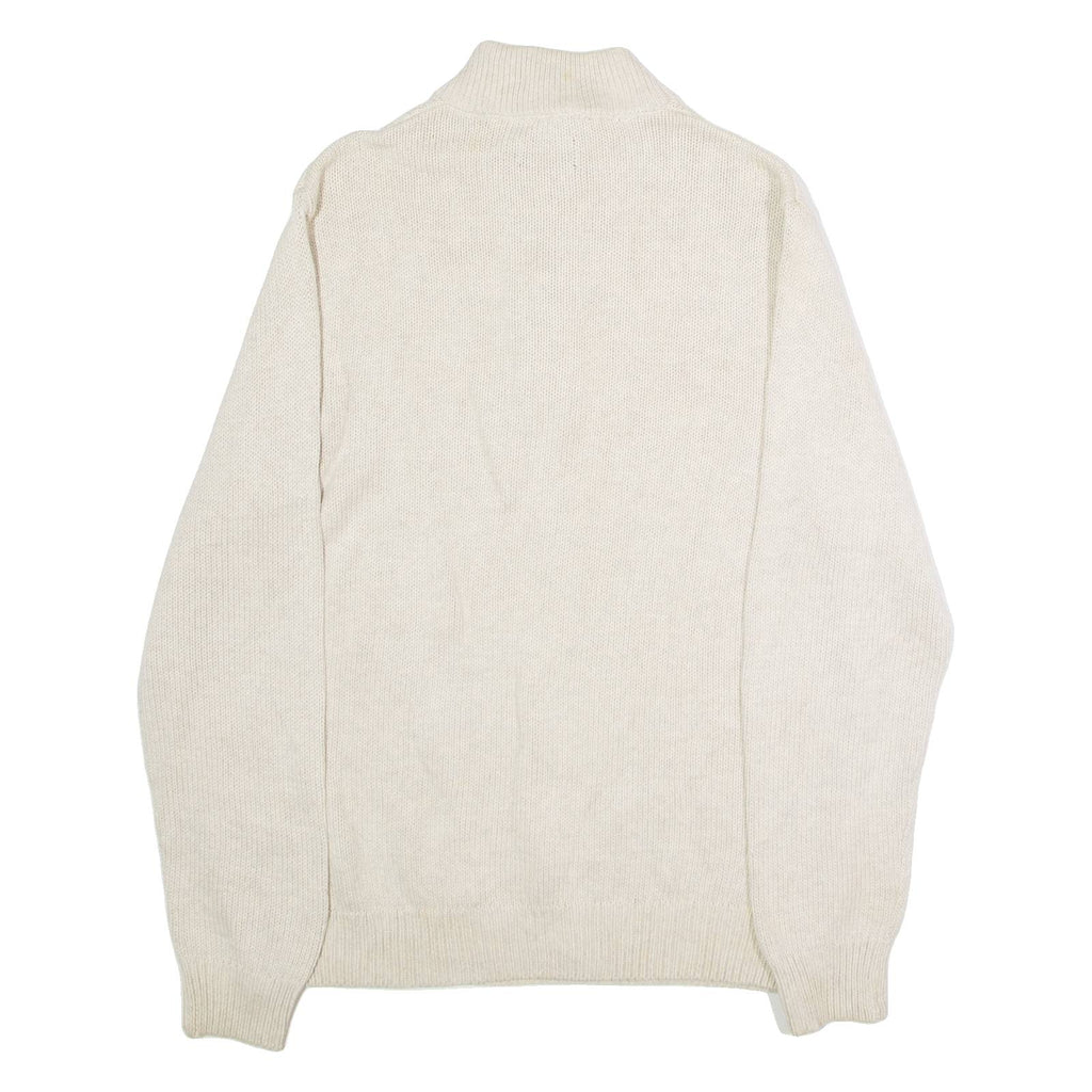CHAPS Mens Jumper Beige 1/4 Zip Tight Knit M