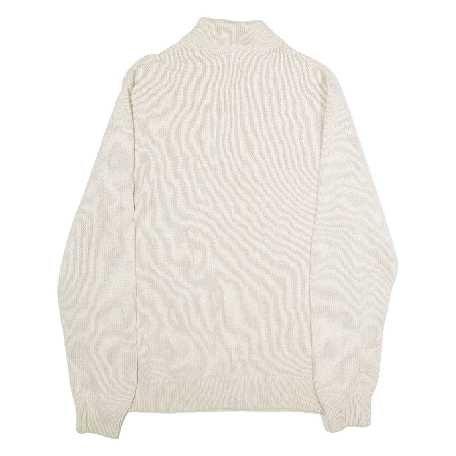 CHAPS Mens Jumper Beige 1/4 Zip Tight Knit M