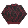 CAMBRIDGE CLASSICS Womens Wine & Black Patterned Jumper Crew Neck Basic Knit L
