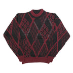 CAMBRIDGE CLASSICS Womens Wine & Black Patterned Jumper Crew Neck Basic Knit L