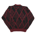 CAMBRIDGE CLASSICS Womens Wine & Black Patterned Jumper Crew Neck Basic Knit L