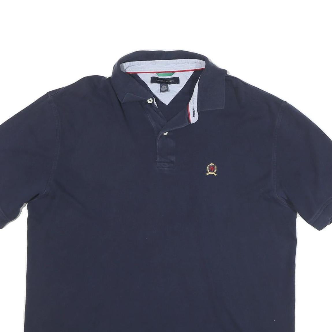 TOMMY HILFIGER Mens Navy Blue Polo Shirt Short Sleeve XL Classic Fit Crest