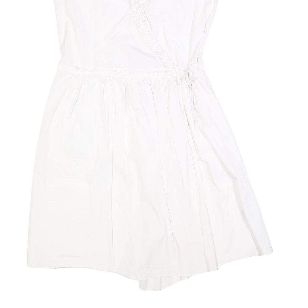 MAX&CO Womens White Cotton Blend Wrap Dress Sleeveless Short UK 8 Summer