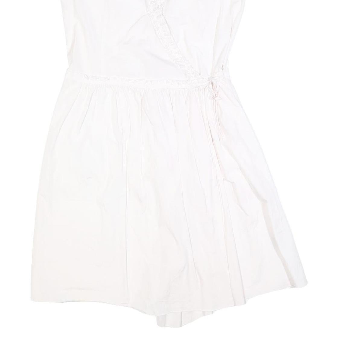 MAX&CO Womens White Cotton Blend Wrap Dress Sleeveless Short UK 8 Summer