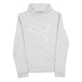 PUMA Womens Grey Cotton Blend Pullover Sweatshirt S Logo Print Soft Comfort