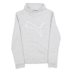 PUMA Womens Grey Cotton Blend Pullover Sweatshirt S Logo Print Soft Comfort