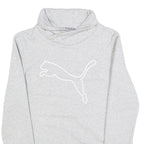 PUMA Womens Grey Cotton Blend Pullover Sweatshirt S Logo Print Soft Comfort