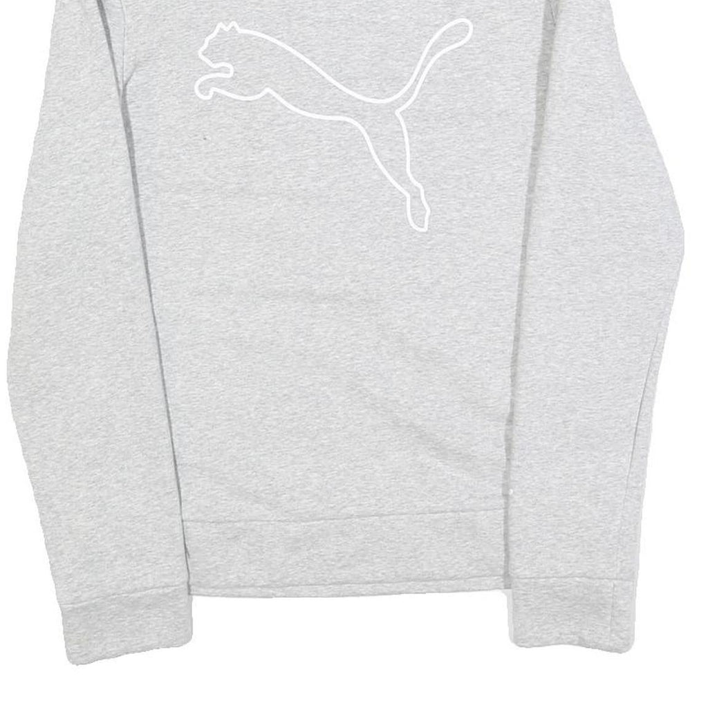 PUMA Womens Grey Cotton Blend Pullover Sweatshirt S Logo Print Soft Comfort