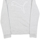 PUMA Womens Grey Cotton Blend Pullover Sweatshirt S Logo Print Soft Comfort