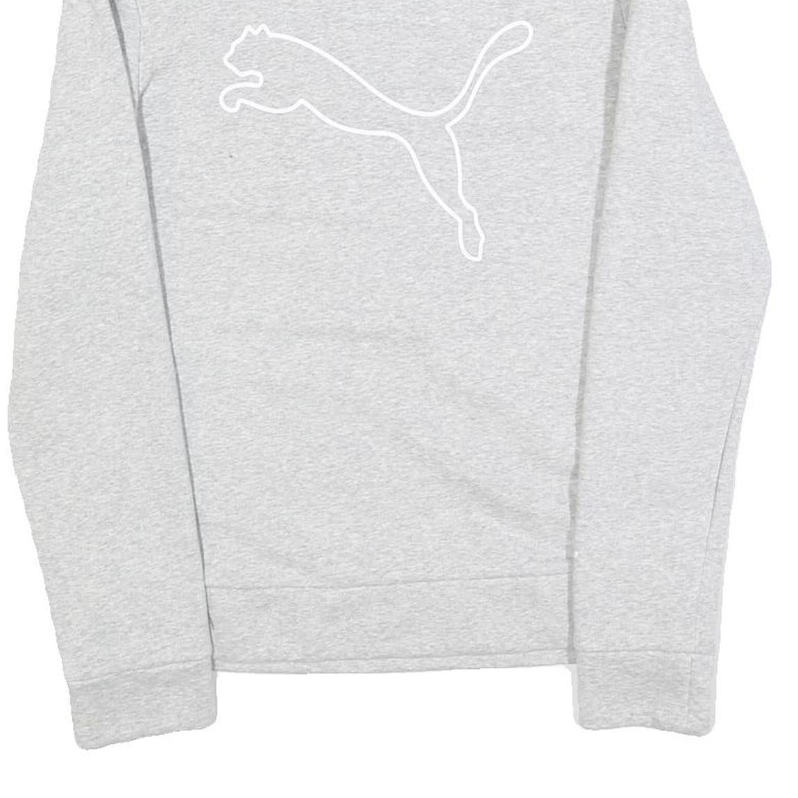 PUMA Womens Grey Cotton Blend Pullover Sweatshirt S Logo Print Soft Comfort