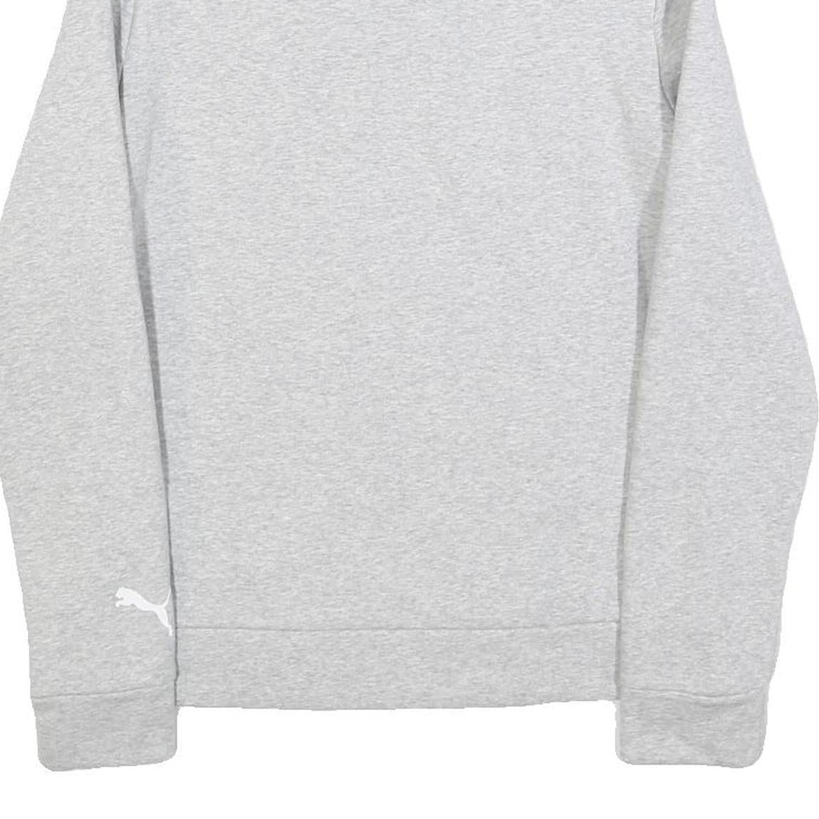 PUMA Womens Grey Cotton Blend Pullover Sweatshirt S Logo Print Soft Comfort