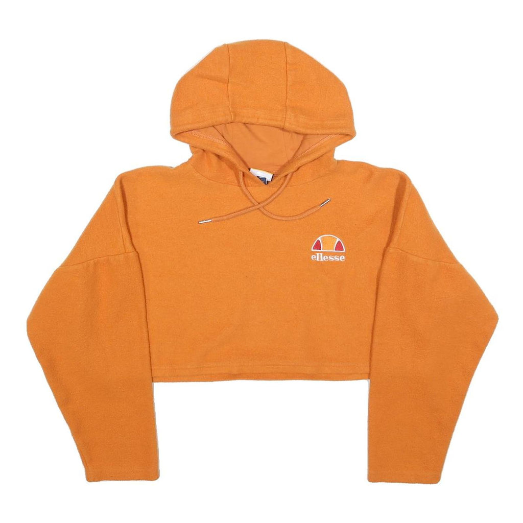 ELLESSE Womens Orange Cropped Hoodie S Casual Drawstring Hood Sweatshirt