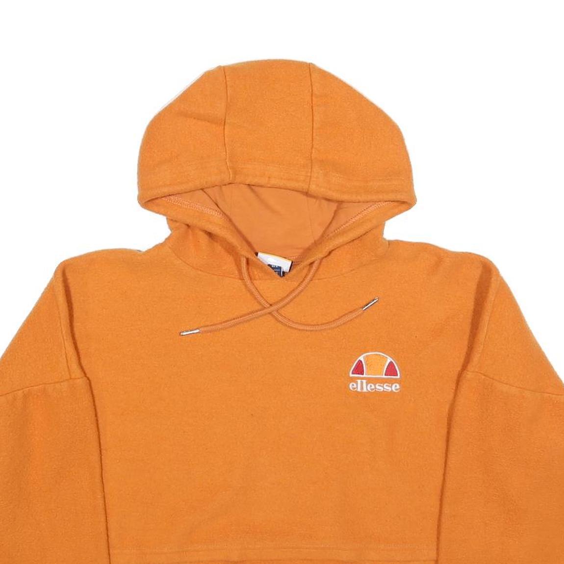 ELLESSE Womens Orange Cropped Hoodie S Casual Drawstring Hood Sweatshirt