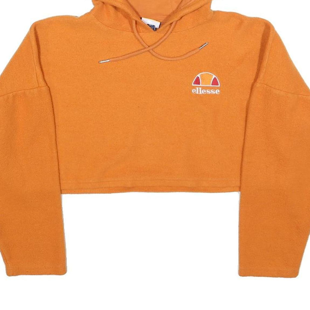 ELLESSE Womens Orange Cropped Hoodie S Casual Drawstring Hood Sweatshirt