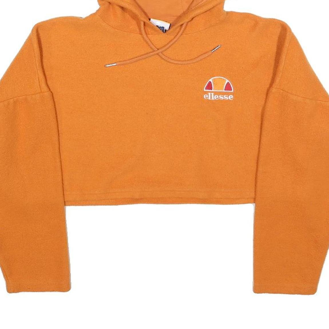 ELLESSE Womens Orange Cropped Hoodie S Casual Drawstring Hood Sweatshirt