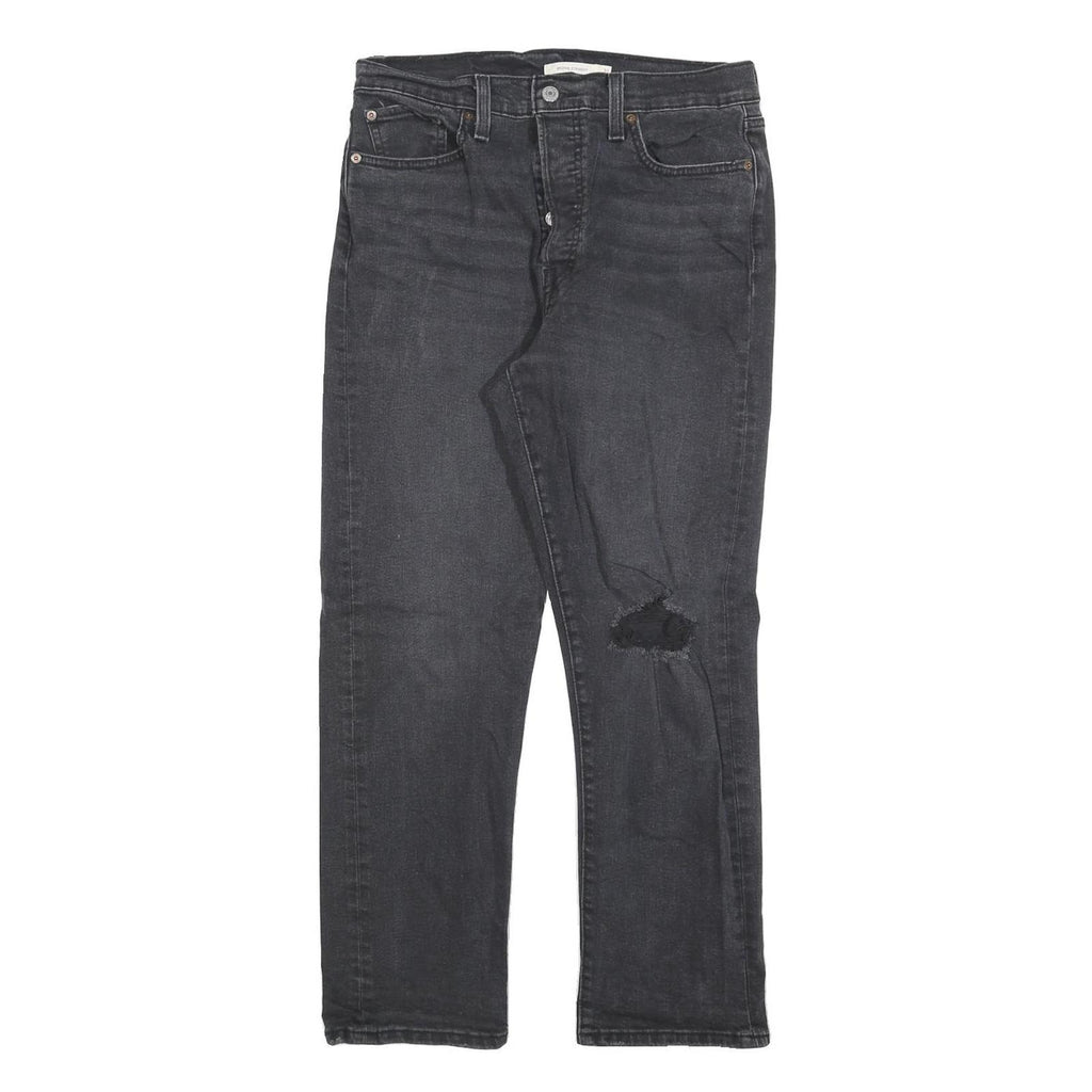 LEVI'S Womens Black Regular Straight Denim Medium W31 L28 Button Closure Jeans