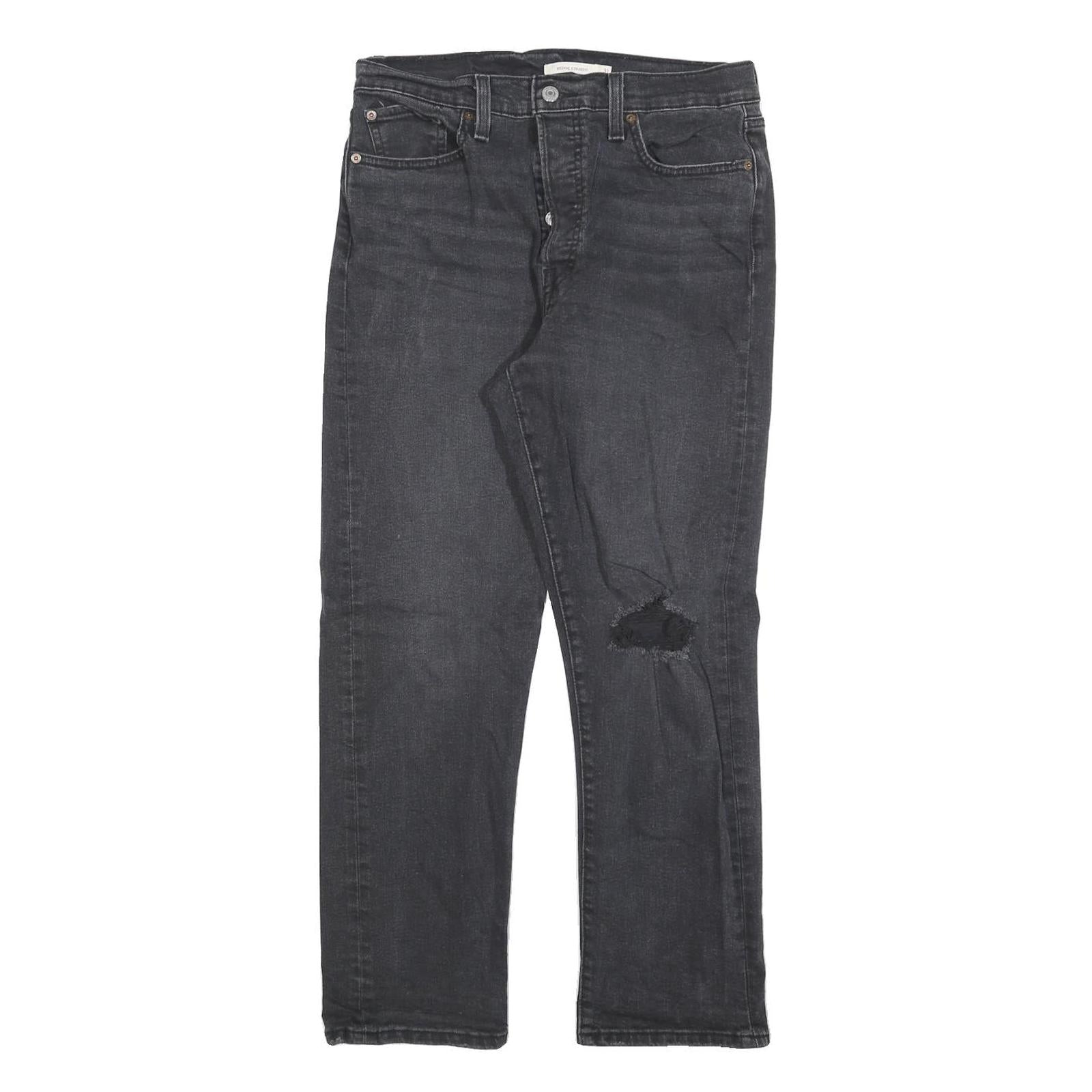 LEVI'S Womens Black Regular Straight Denim Medium W31 L28 Button Closure Jeans