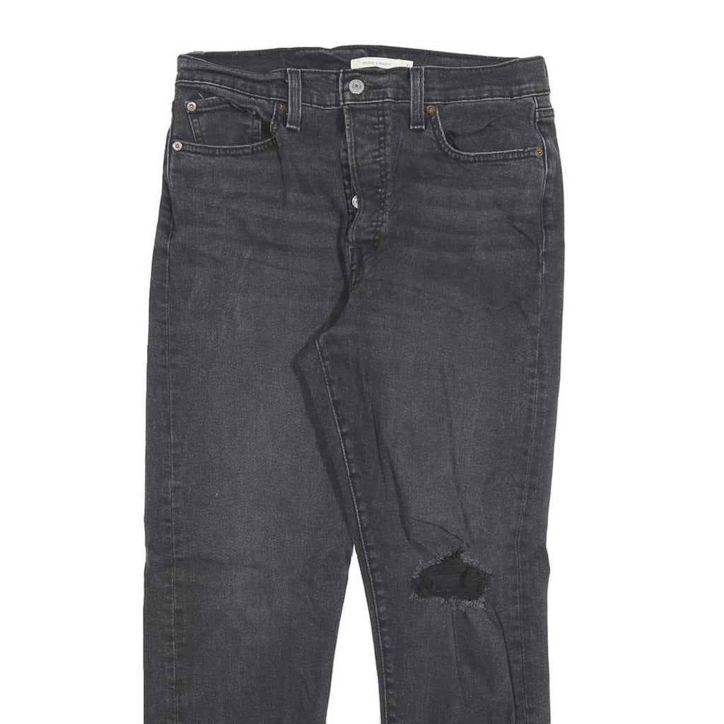 LEVI'S Womens Black Regular Straight Denim Medium W31 L28 Button Closure Jeans