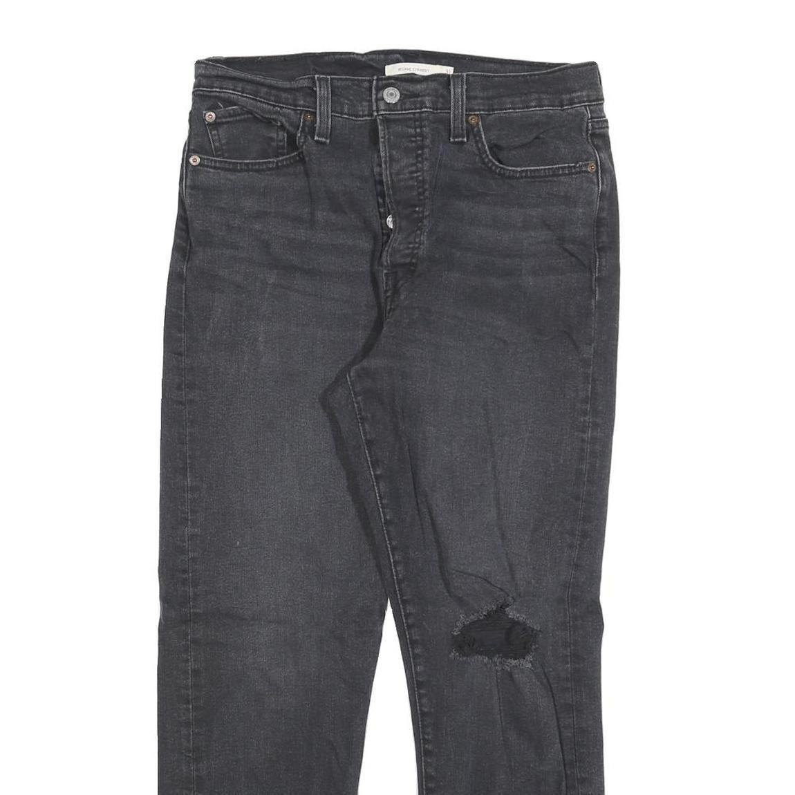 LEVI'S Womens Black Regular Straight Denim Medium W31 L28 Button Closure Jeans