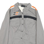 HARLEY DAVIDSON Womens Grey & Orange Racing Shirt L Cotton Blend Casual Fit Long