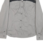 HARLEY DAVIDSON Womens Grey & Orange Racing Shirt L Cotton Blend Casual Fit Long