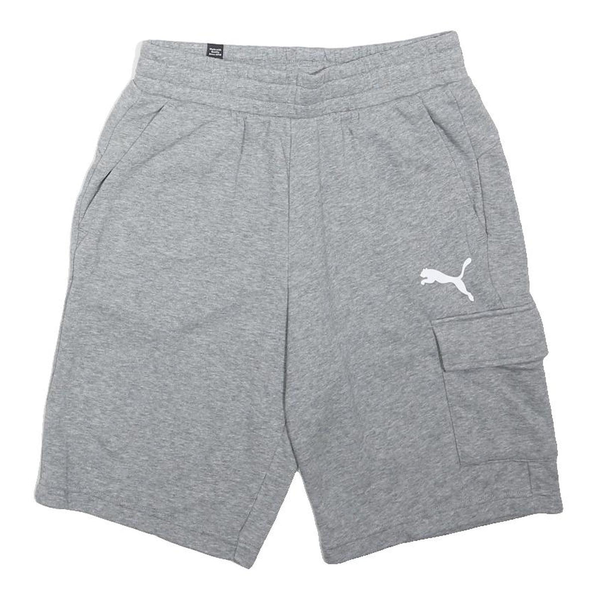 PUMA Mens Grey Sports Casual Cargo Shorts S W28 Elastic Waist Cotton Blend