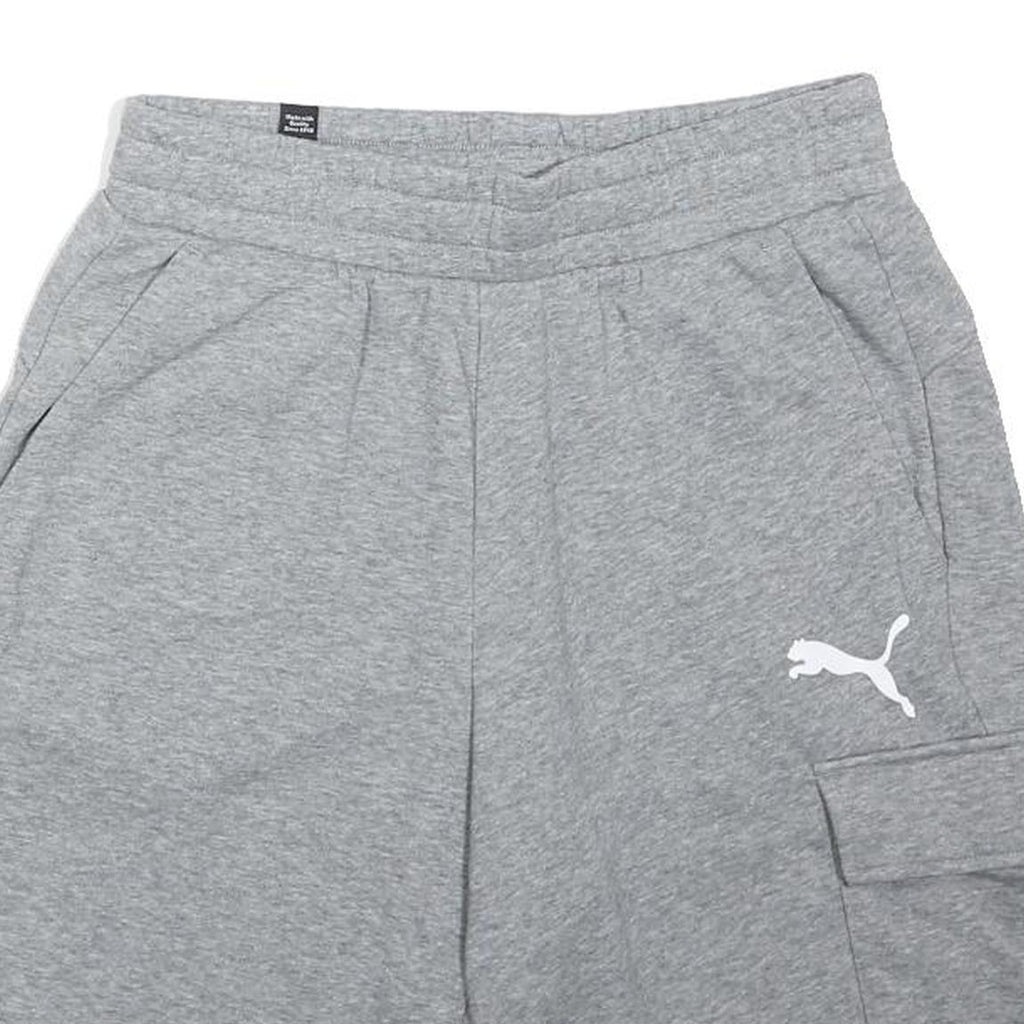 PUMA Mens Grey Sports Casual Cargo Shorts S W28 Elastic Waist Cotton Blend