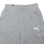 PUMA Mens Grey Sports Casual Cargo Shorts S W28 Elastic Waist Cotton Blend